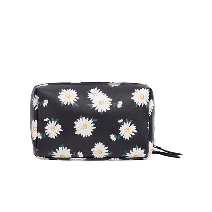 Keyinse Design Stock PU Printing Daisy Organizer Cosmetic Makeup Bag S and L size