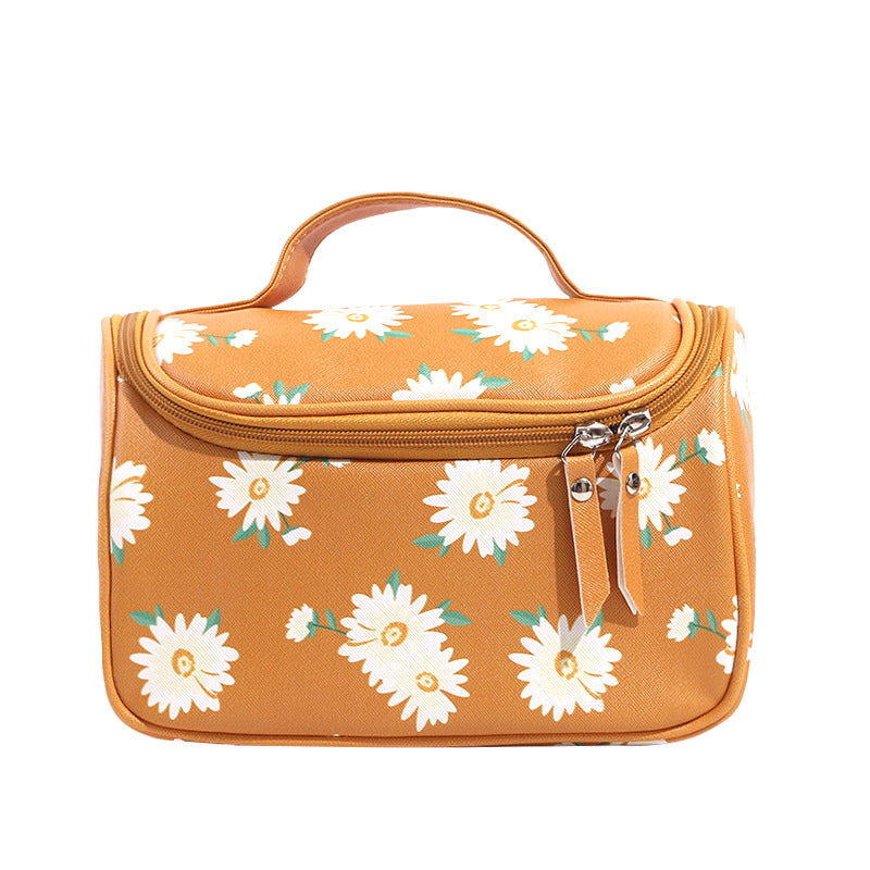 Keyinse Wholesale Cosmetic Bags Print Small Daisy Travel Cosmetic Bag Large Capacity Soft Handle Storage Cosmetic Bag