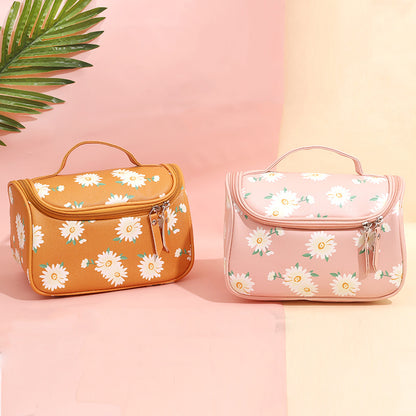 Keyinse Wholesale Cosmetic Bags Print Small Daisy Travel Cosmetic Bag Large Capacity Soft Handle Storage Cosmetic Bag