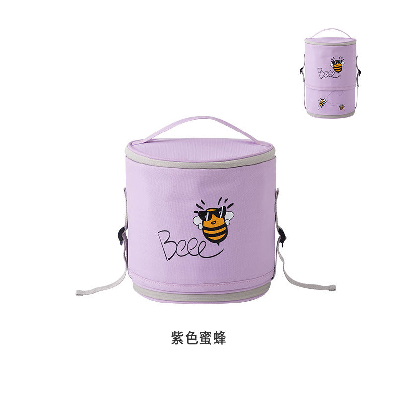 Keyinse High Quality Insulated Meal Prep Bag Collapsible Drink Round Cooler Sublimation Lunch Bag with Extend Bottom