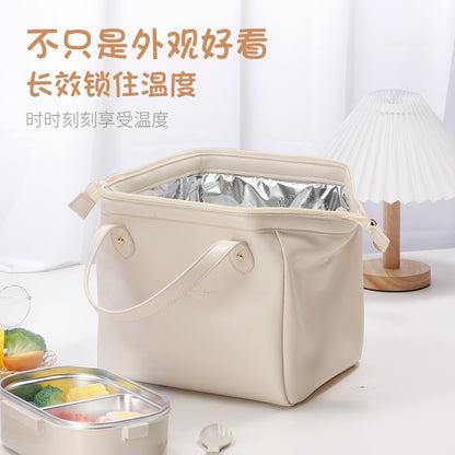 Keyinse Factory custom logo elegant Large capacity waterproof oil and insulation cooler handbag thick aluminum foil PU leather lunch bag